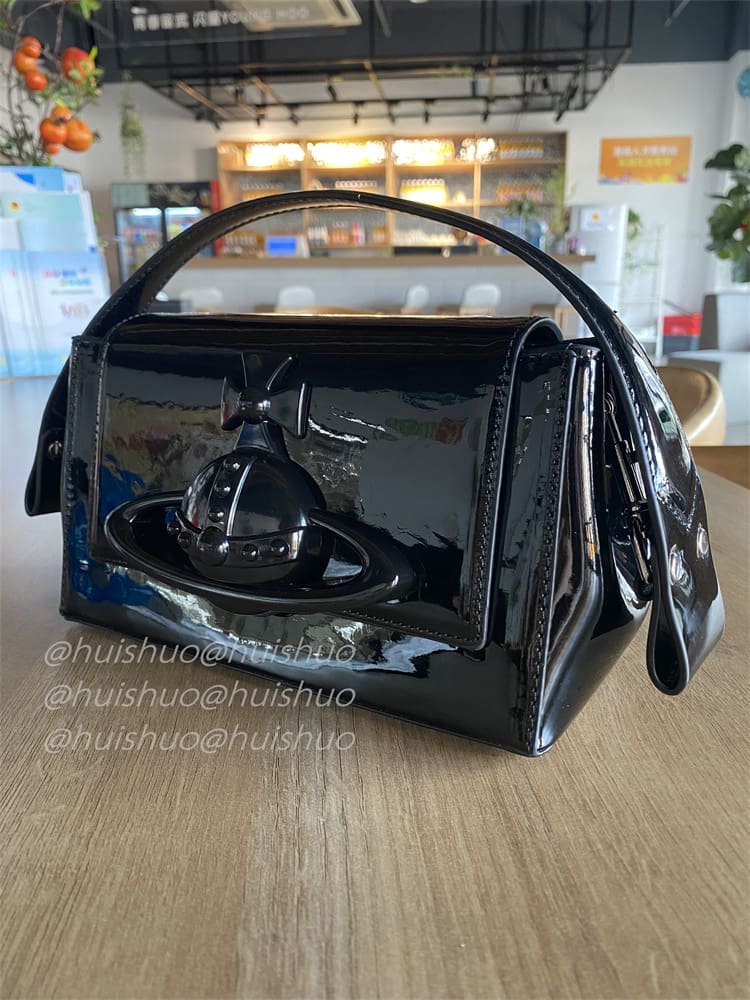 Vivienne Westwood Crocodile Pattern Baguette Shoulder Bag Saturn Chain Design