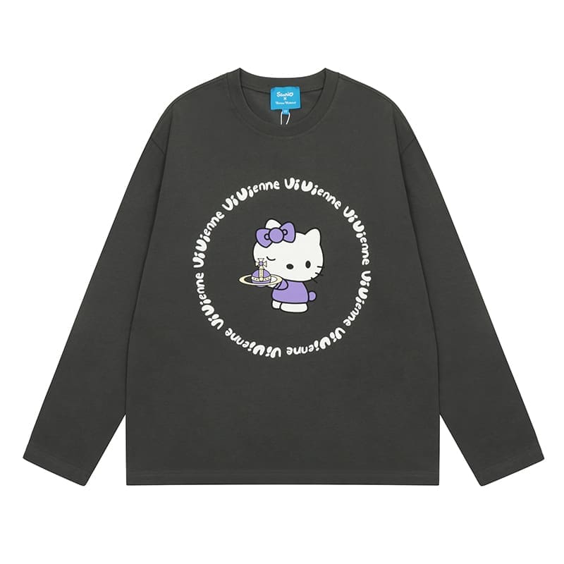 Vivienne Westwood Splash-Ink Embroidered Long Sleeve T-Shirt for Men and Women