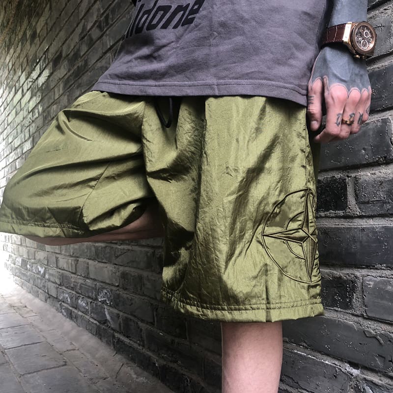 Stone Island Double-Layer Quick-Drying Nylon Compass Embroidery Sports Shorts