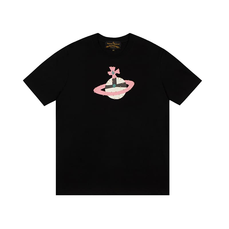 Vivienne Westwood Splash-Ink Embroidered Star Print Round Neck T-Shirt Half Sleeve