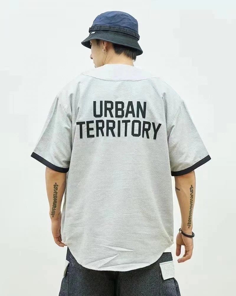 Richao Western Hills 24SS WTAPS LEAGUE COTTON letter affixed cloth embroidered T-shirt men’s short sleeve baseball shirt