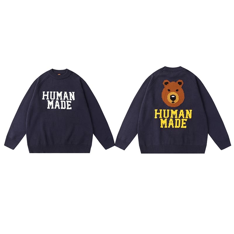 Hvm*n M*de cartoon jacquard sweater niche trendy round neck for couples