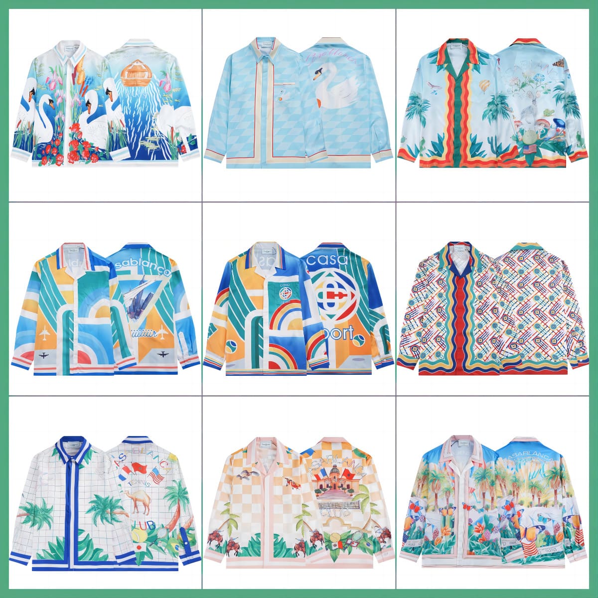 Casablanca Long Sleeve Printed Beach Shirt for Men A