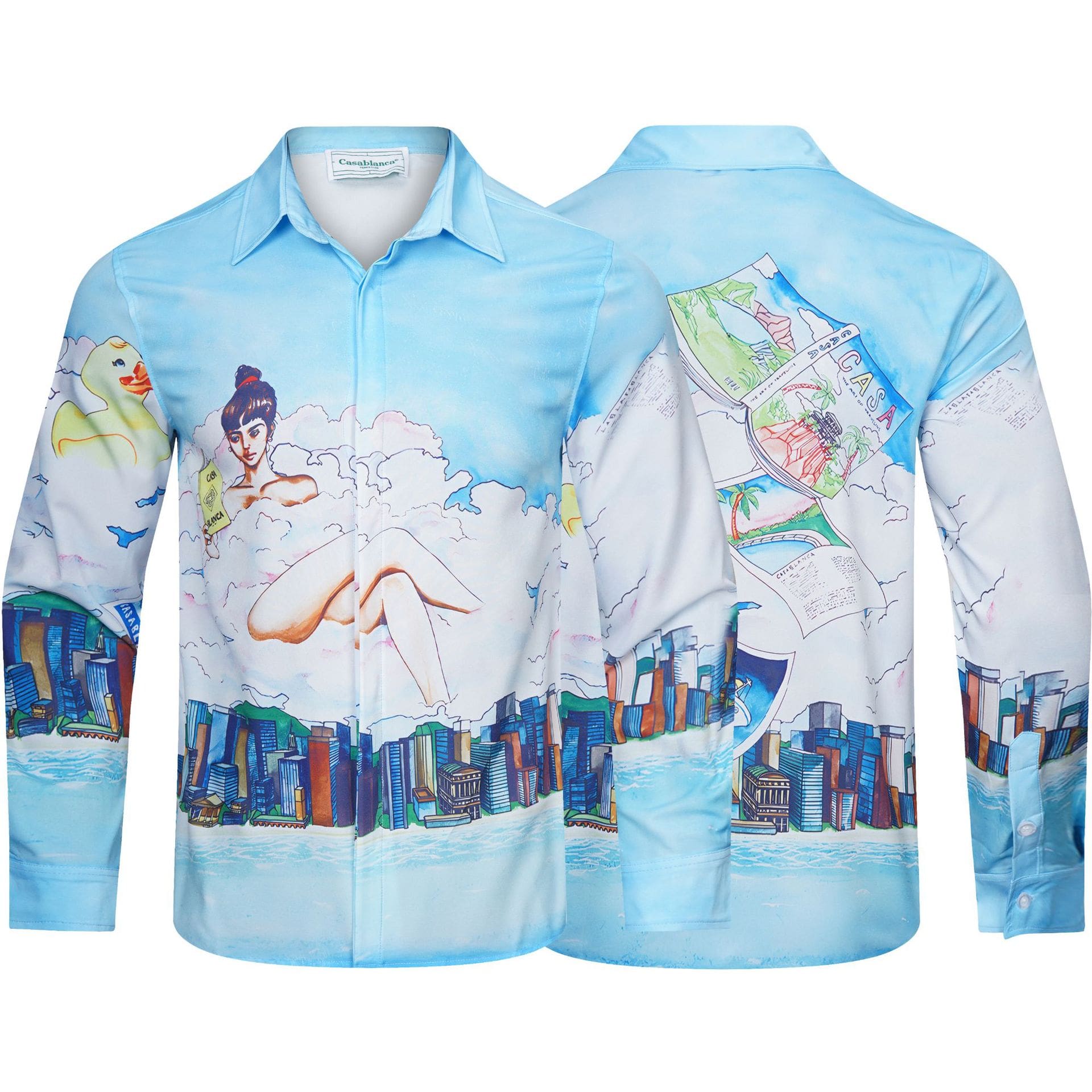 Casablanca Digital Spray Print Long Sleeve Fashion Shirt for Men
