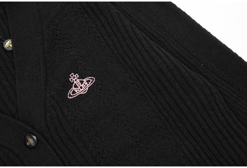 Vivienne Westwood Short V-Neck Embroidered Cardigan Sweater for Women