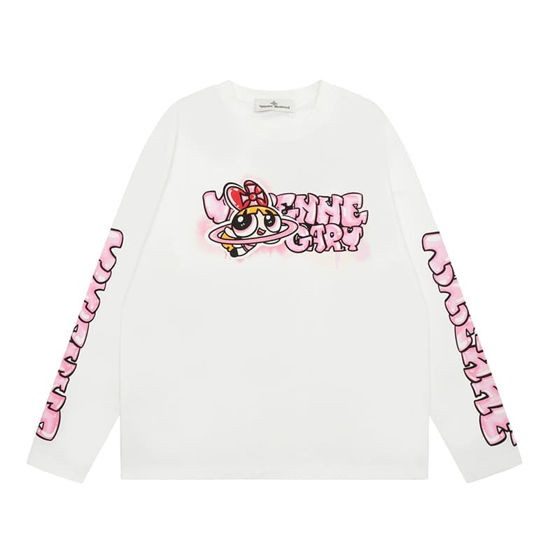 Vivienne Westwood Splash-Ink Embroidered Long Sleeve T-Shirt for Men and Women