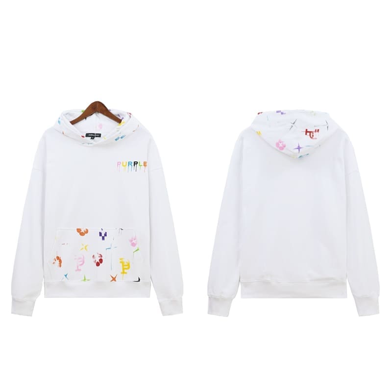 pu*re b*and logo printed washed casual hooded sweater for men and women