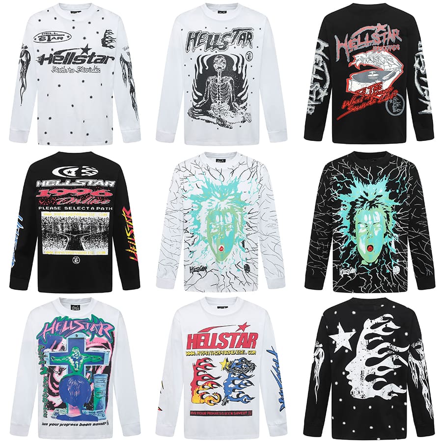 H*lst*r european and american high street fashion hip hop fashion brand men’s and women’s printed loose cotton crew neck bottoming shirt long sleeve t-shirt ins
