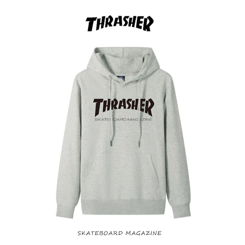 thrasher flame letter hooded sweater loose casual pure cotton coat