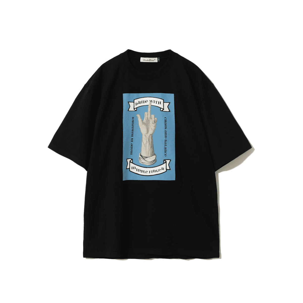 Undercover Middle Finger Print Washed Retro Loose T-Shirt for Men and Women