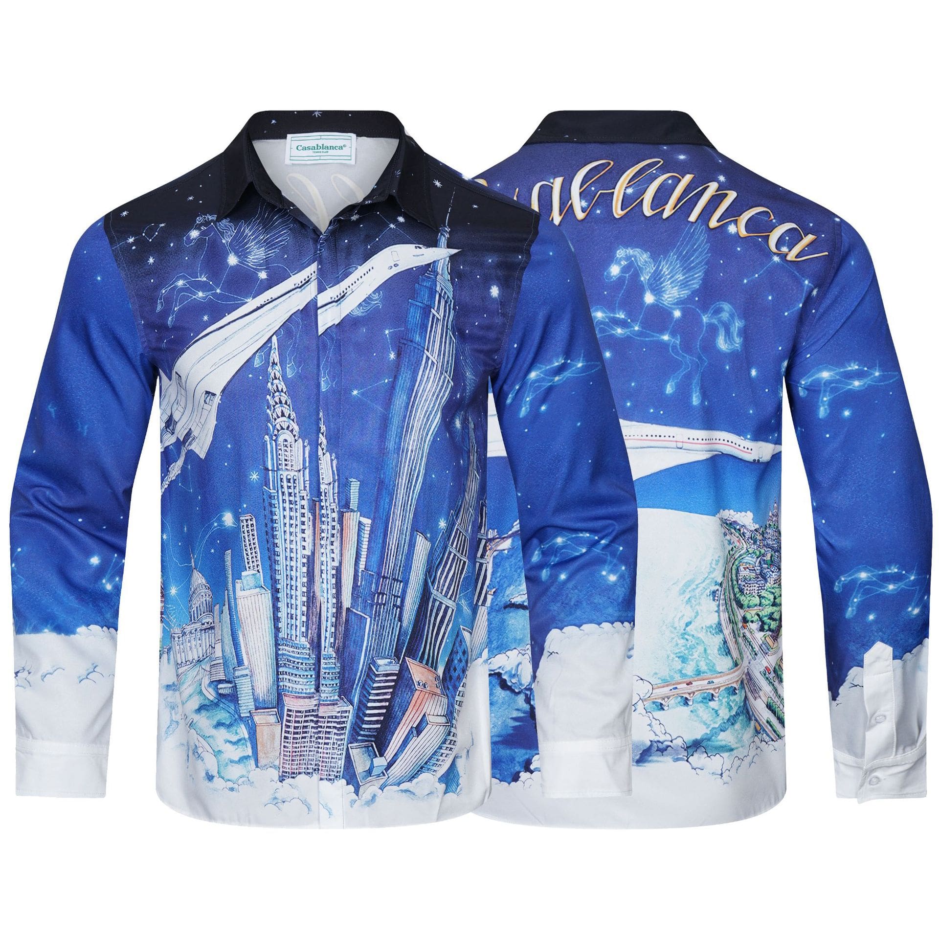 Casablanca Digital Spray Print Long Sleeve Fashion Shirt for Men