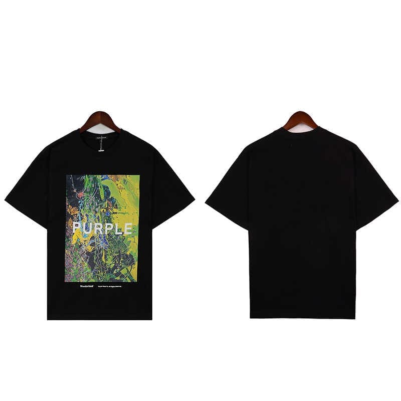 pu*re b*and logo splash paint print t-shirt full print short sleeve