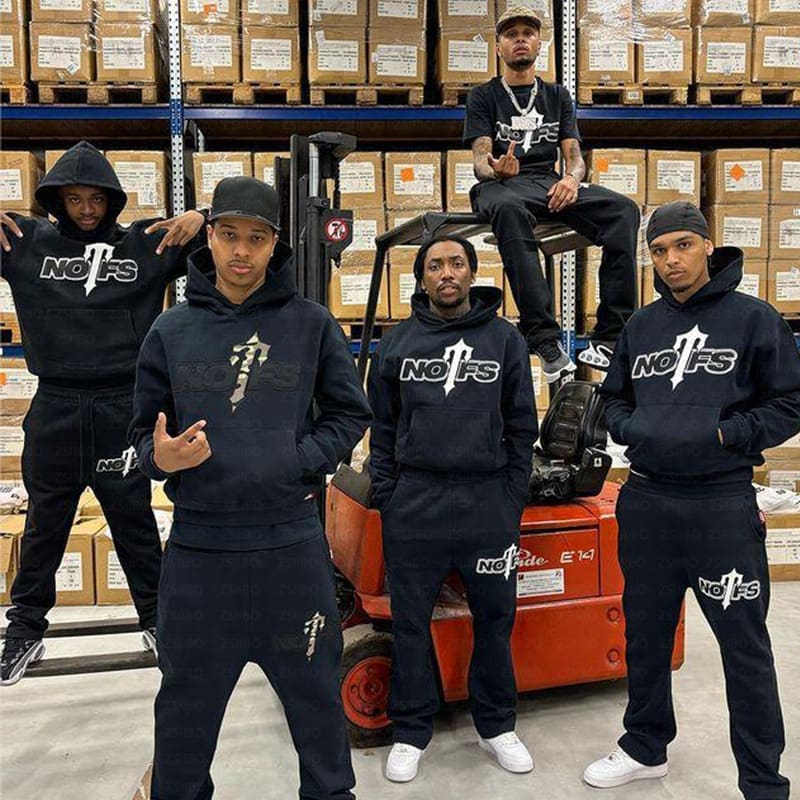 NOFS Printed Sports Suit Hooded Sweater and Casual Trousers for Men and Women