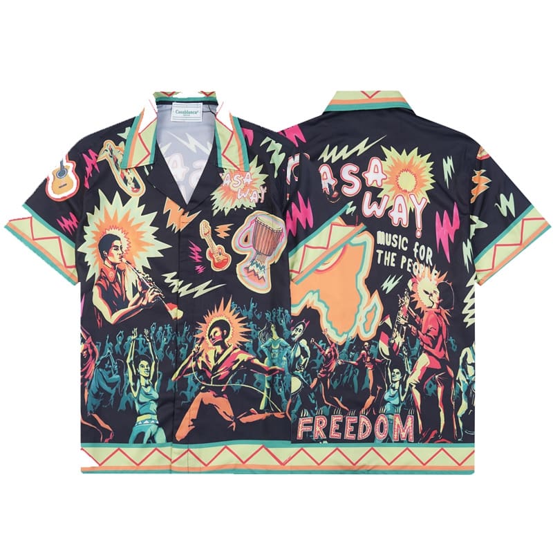 Casablanca Vacation Printed Shirt and Quick-Drying Shorts Summer Beach Set