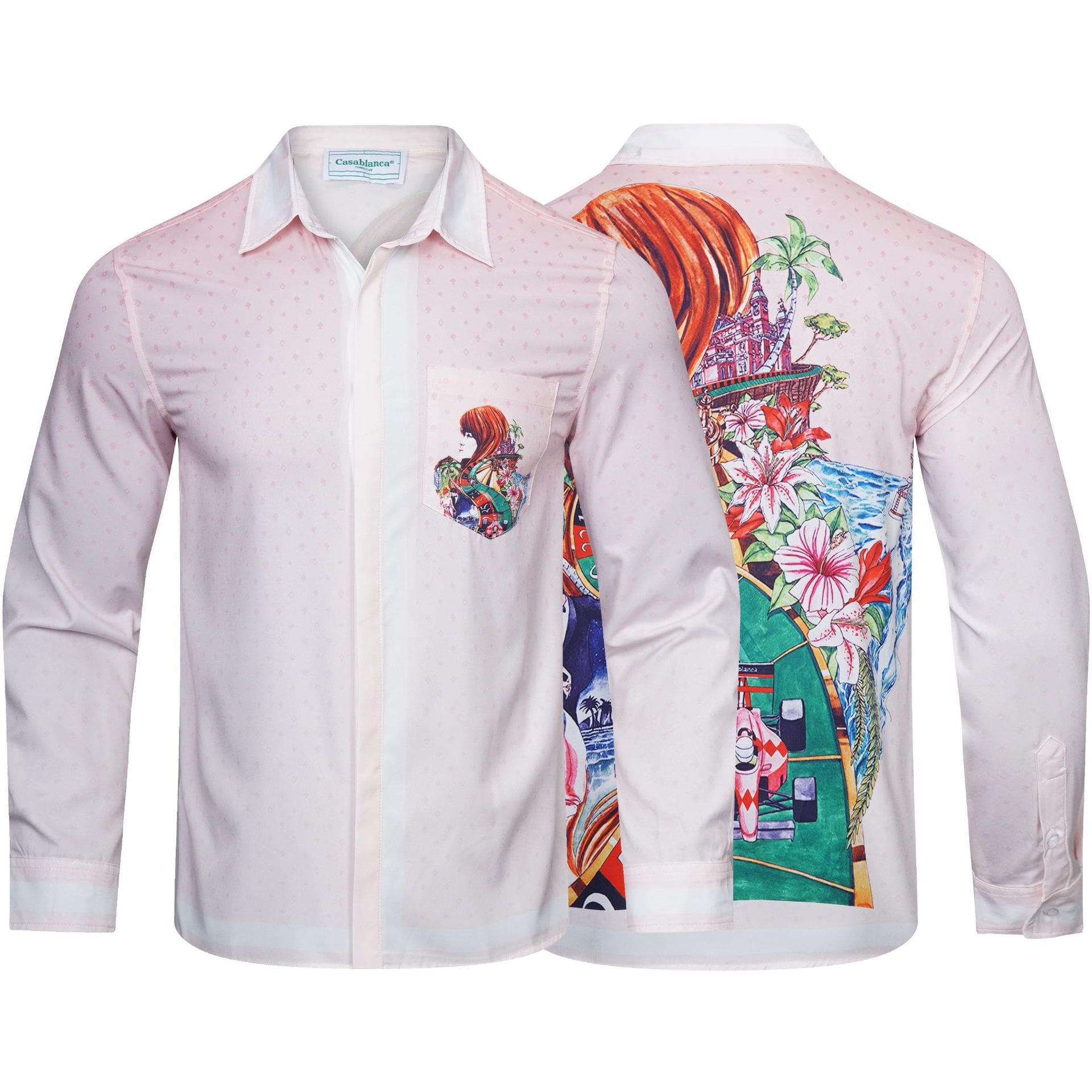 Casablanca Digital Spray Print Long Sleeve Fashion Shirt for Men