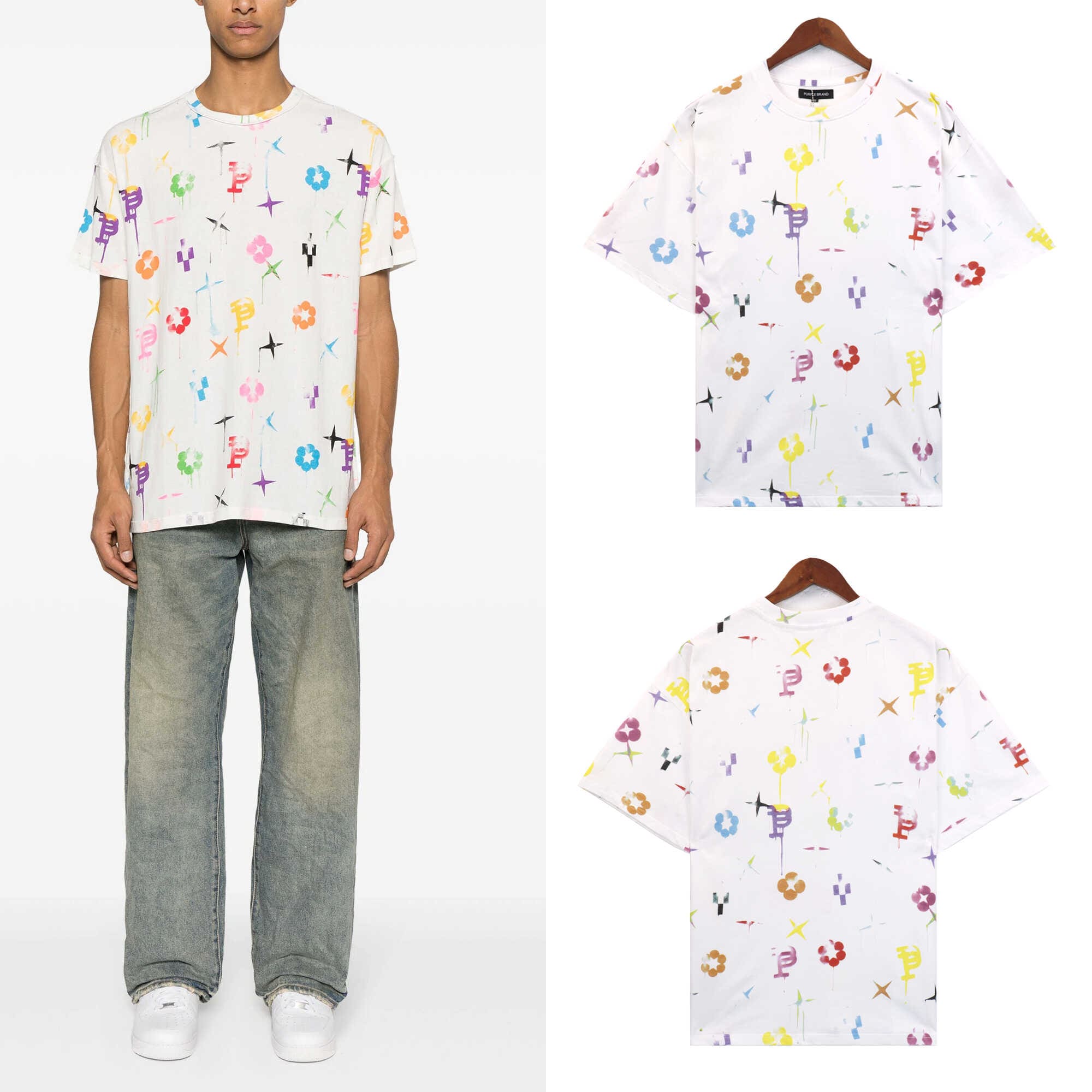 pu*re b*and splash paint printed short sleeve t-shirt for couples