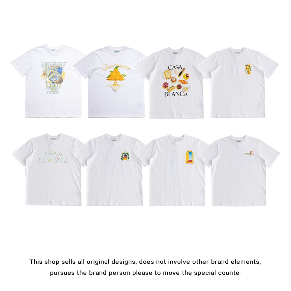 FOG Amiri Casablanca Printed Loose Crew Neck T-Shirt High Street Style