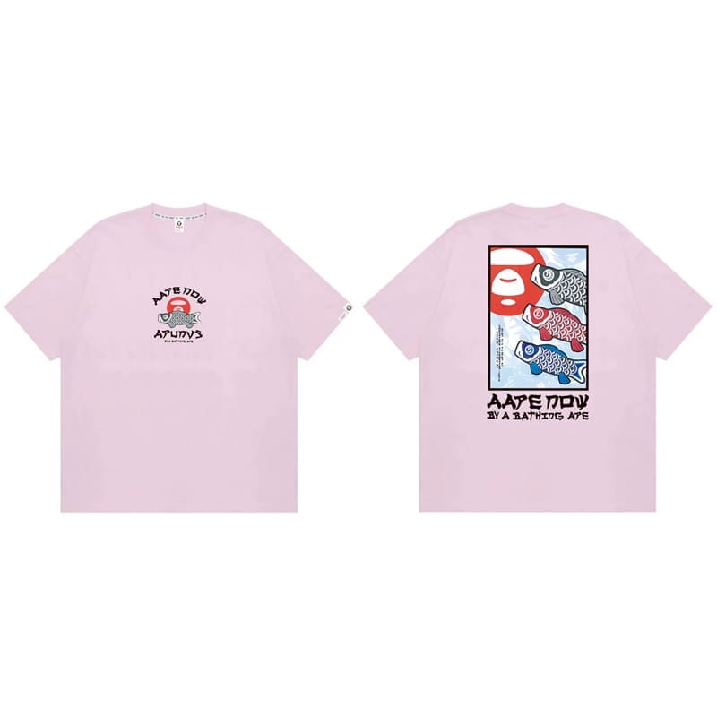 Aape Badge Print Short Sleeve T-Shirt Letter Ape Head Design for Men and Women 1