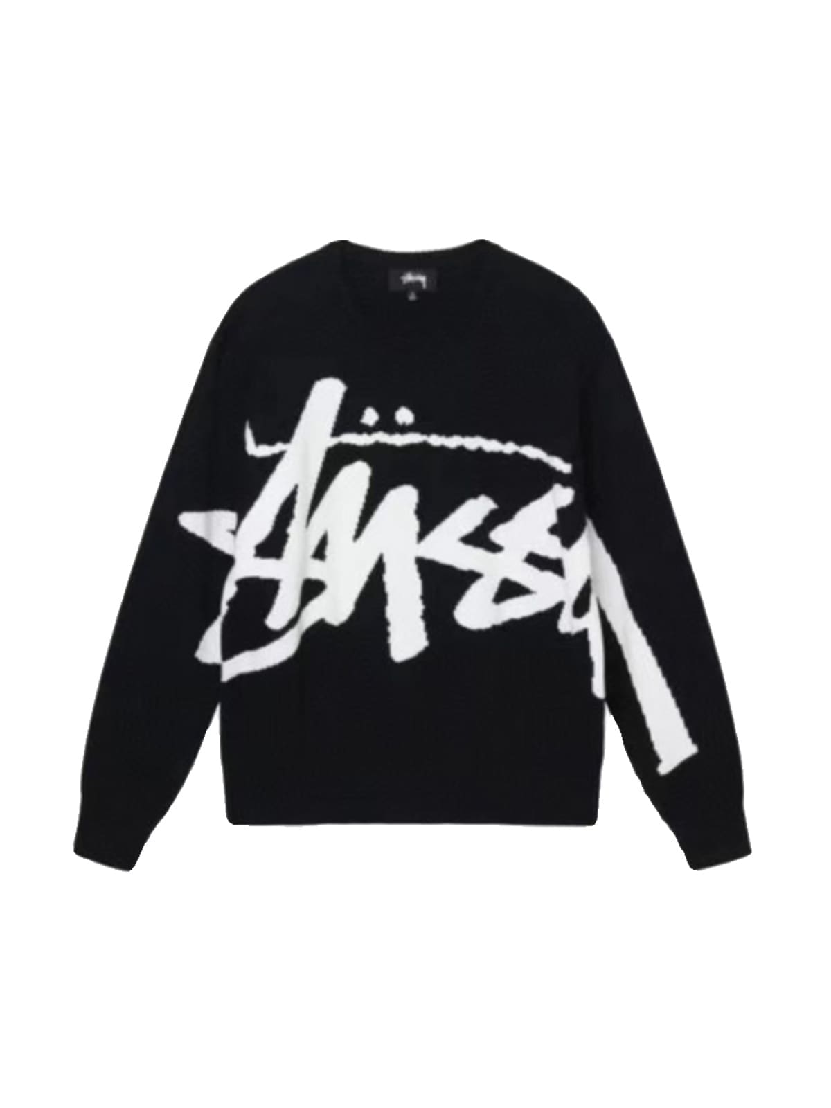 Stussy American High Street Cursive Script Letter Jacquard Hip Hop Sweater