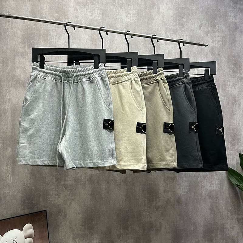 Stone Island Classic Terry Shorts Straight-Leg Casual Pants for Men and Women