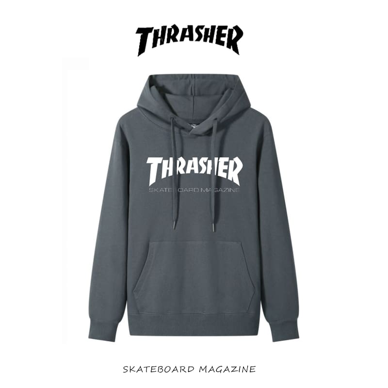 thrasher flame letter hooded sweater loose casual pure cotton coat