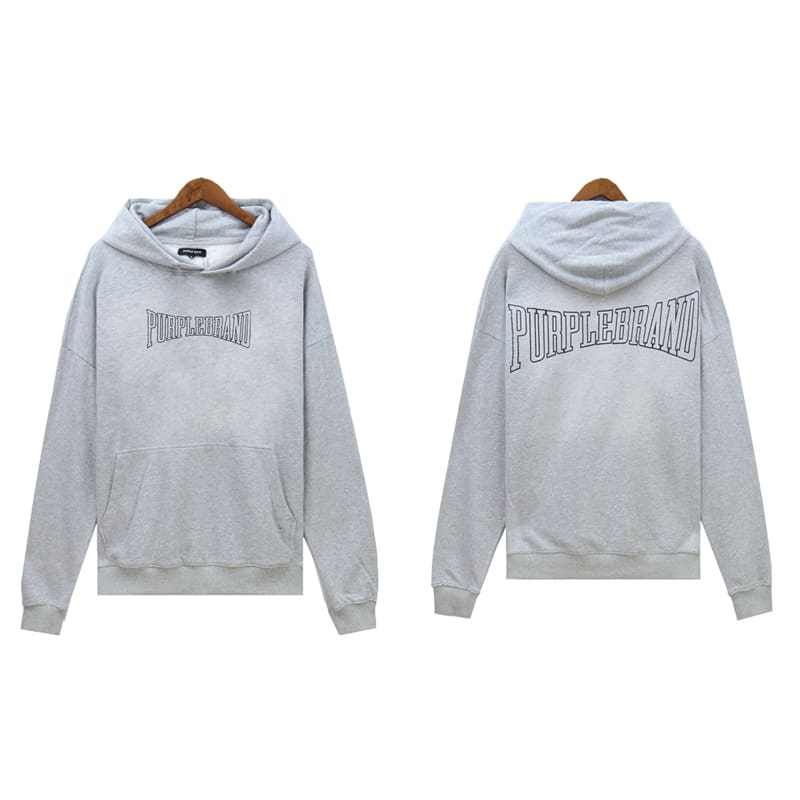 pu*re b*and logo printed washed casual hooded sweater for men and women