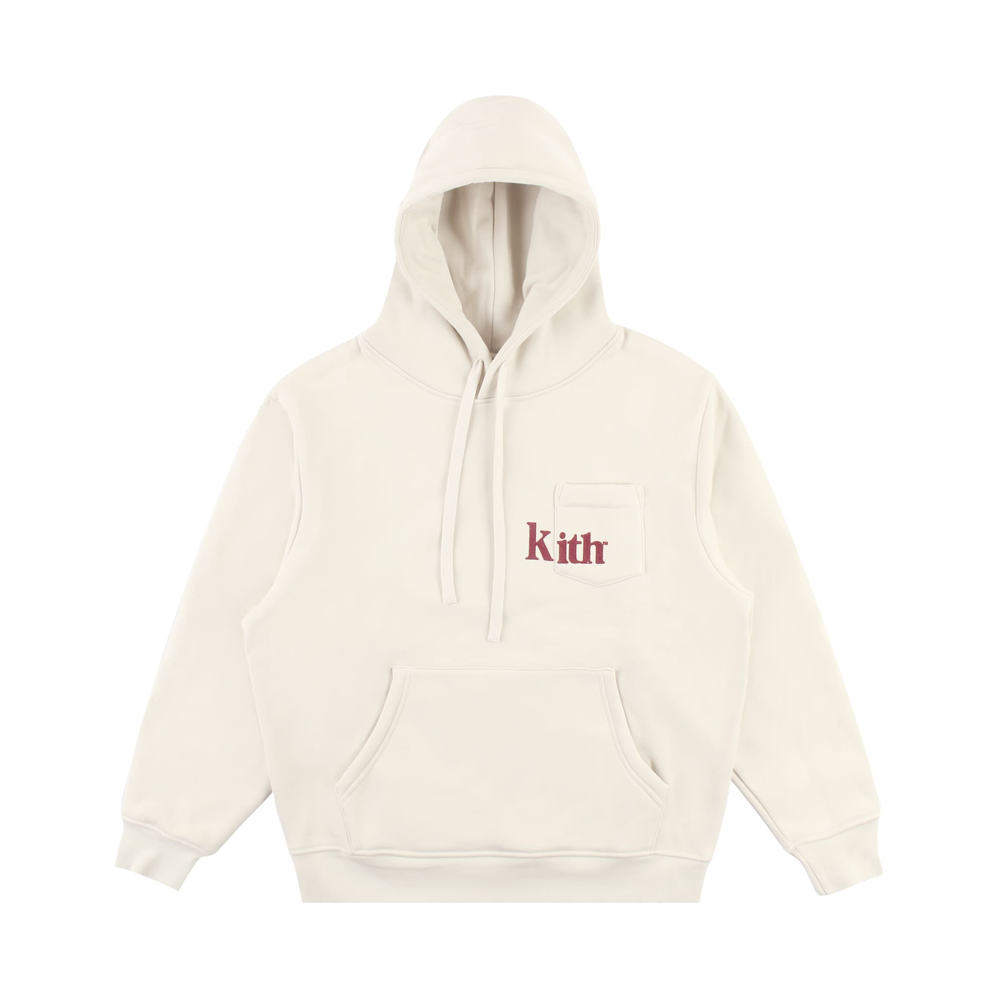 2024 Kith flocking logo multi-pocket hooded sweater men’s couple fleece-lined drop-shoulder sleeve loose pullover hoodie