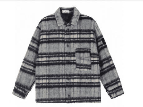 Stone Island Plaid Mohair Wool Long Sleeve Shirt Jacket