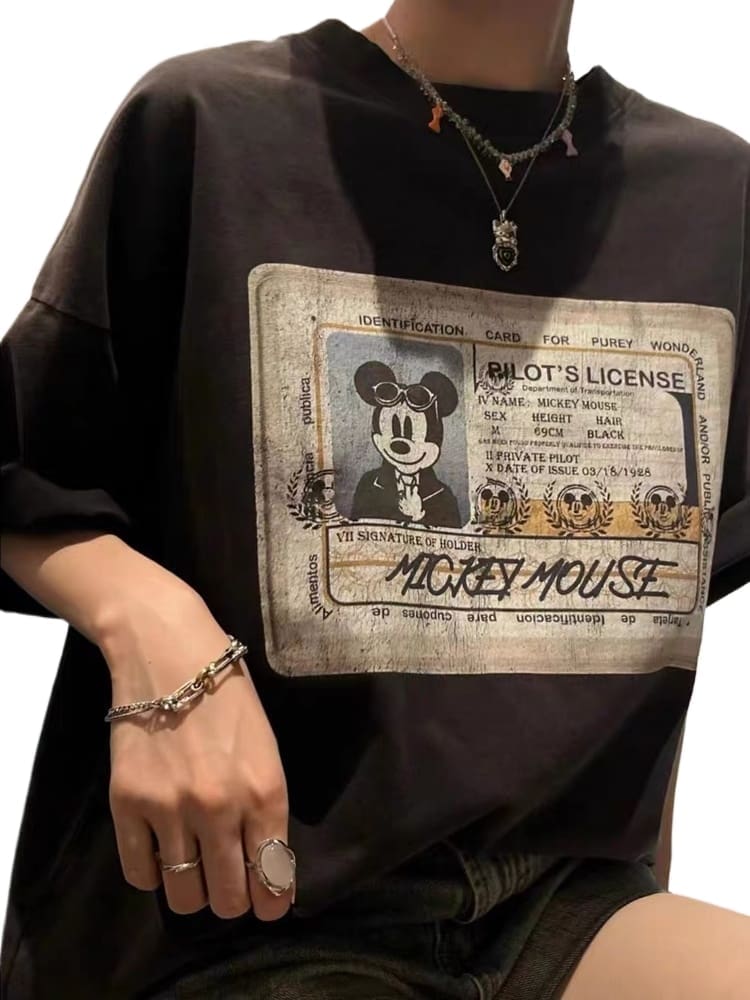 Saint Michael Mickey Mouse Vintage Washed VTG Short Sleeve T-Shirt for Men and Women