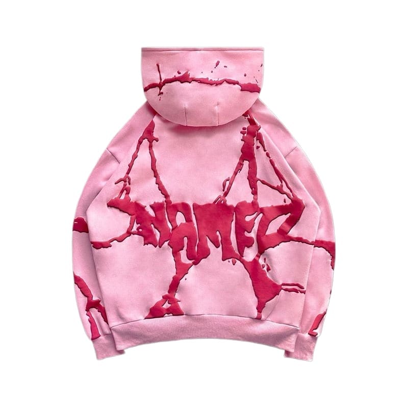 Puff Print Sweater Cardigan Y2K Hip Hop Jacket for Men and Women