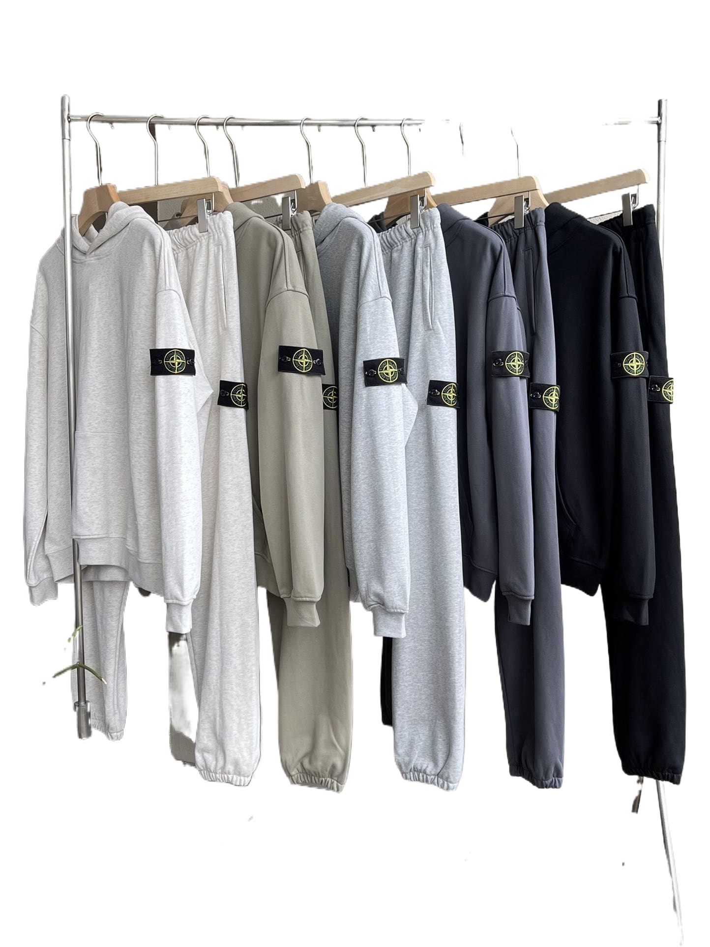 Stone Island Hooded Cuffband Terry Sweatshirt and Sweatpants Set