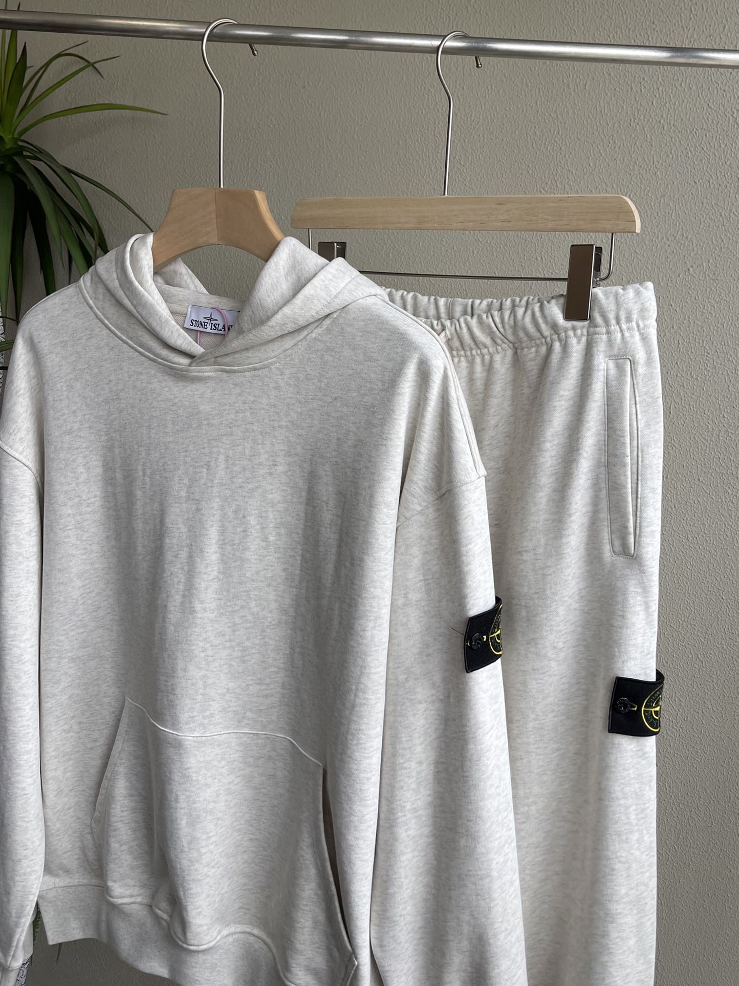 Stone Island Hooded Cuffband Terry Sweatshirt and Sweatpants Set