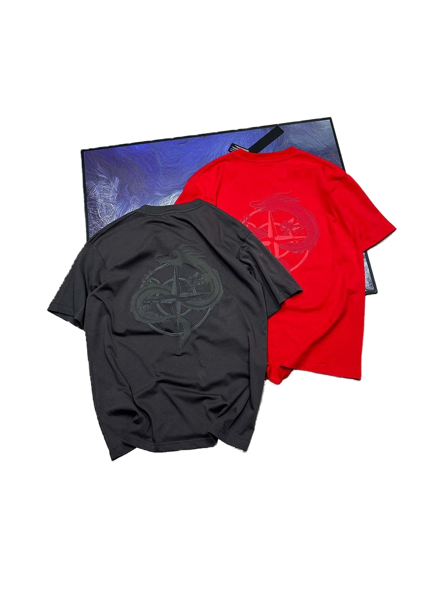 Stone Island Dragon Year Limited Embroidery T-Shirt Round Neck for Men and Women