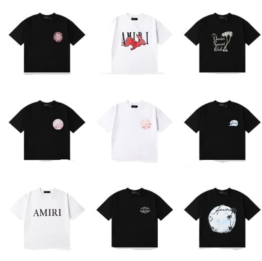 Amiri Fashion Solid Color High Street T-Shirt Retro Loose Fit 2