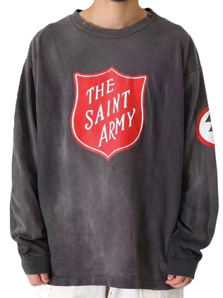 Saint Michael Yu Wenle Washed Vintage Long Sleeve T-Shirt for Men and Women