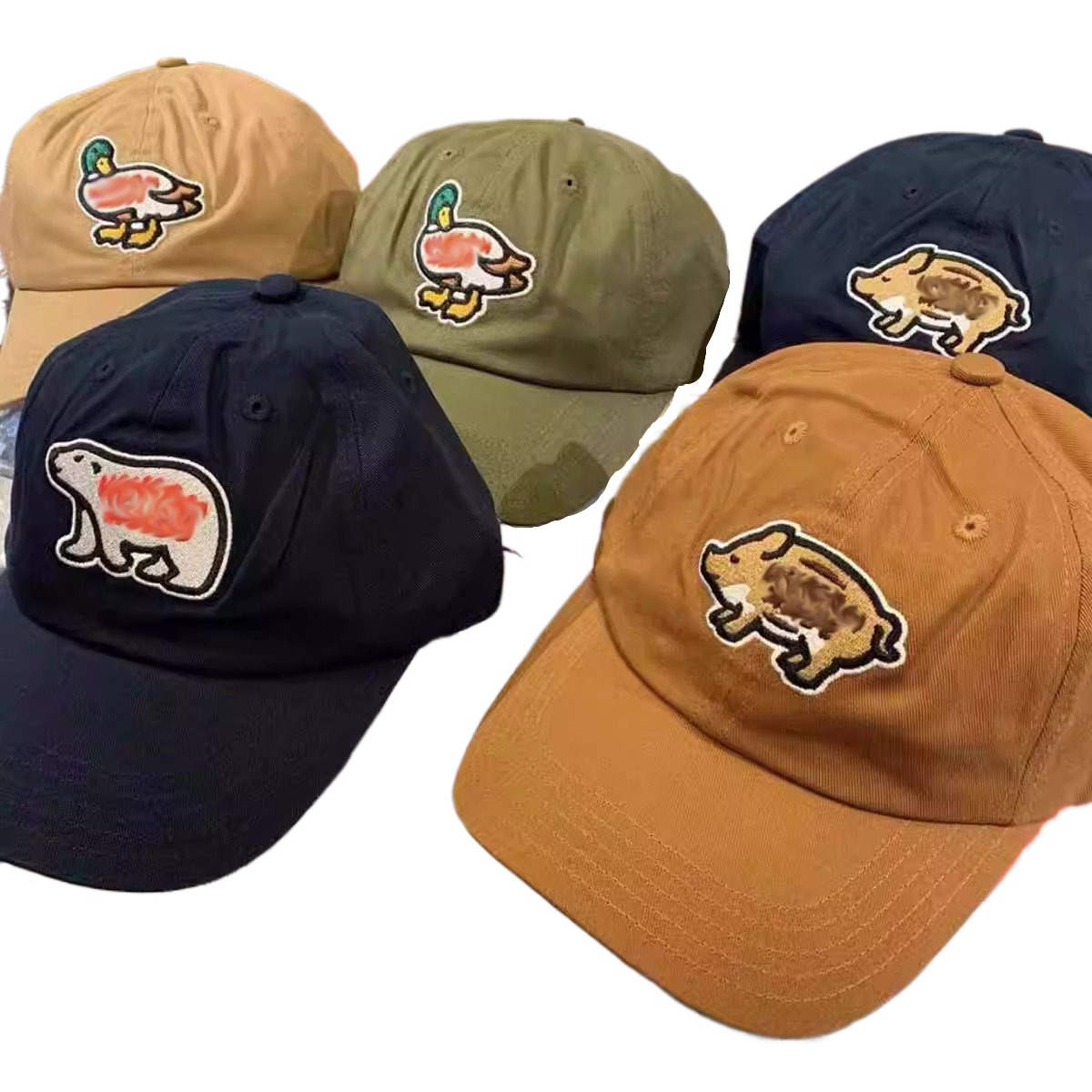 Hvm*n M*de hat japanese pig polar bear duck embroidered baseball cap soft top retro trendy peaked cap for women