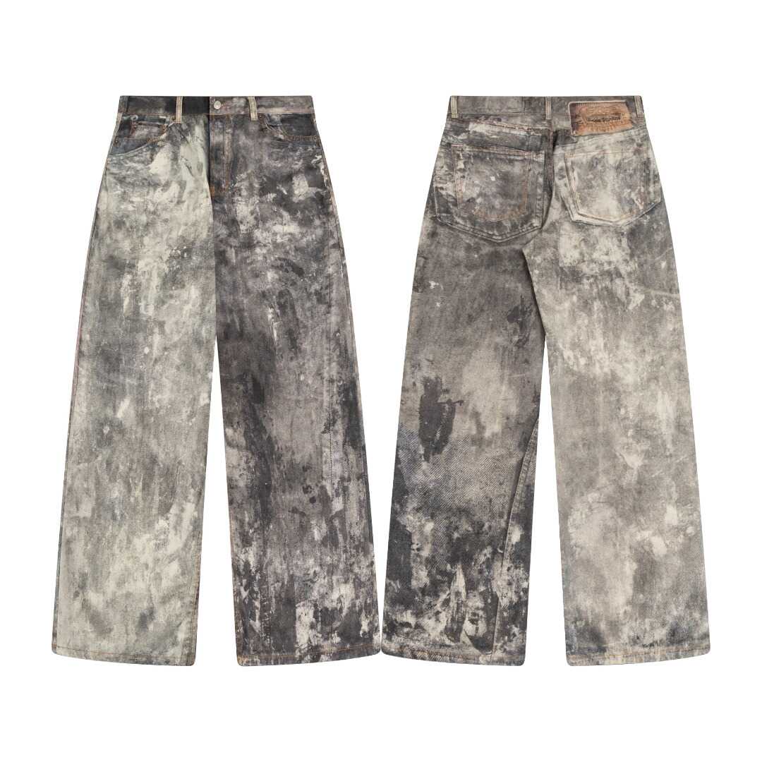 Acne splash-ink old mud dyed design sense American waste soil wind DirtyFit dirty pants American jeans fashion