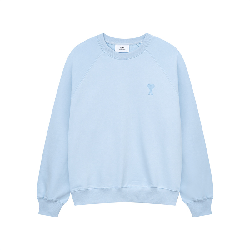 Ami paris love round neck sweater men and women couple embroidery autumn and winter loose large size casual long-sleeved top