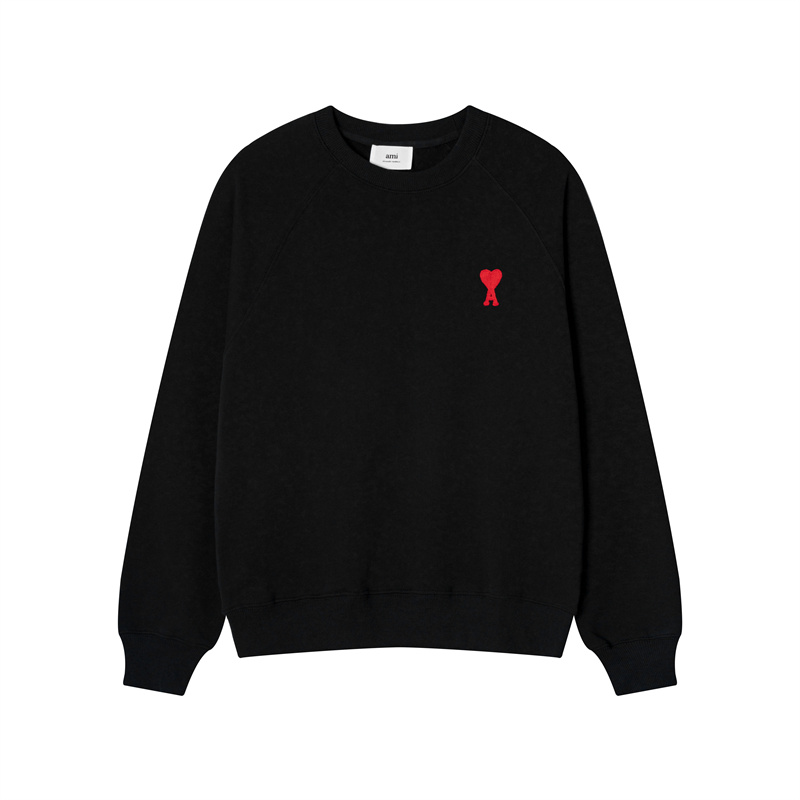 Ami paris love round neck sweater men and women couple embroidery autumn and winter loose large size casual long-sleeved top