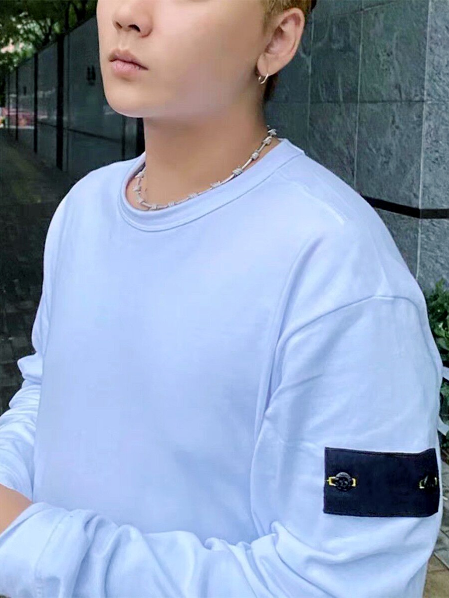 Stone 23FW basic style autumn and winter round neck sweater 330g retro washed loose-fitting solid color long sleeves T-shirt couple wear