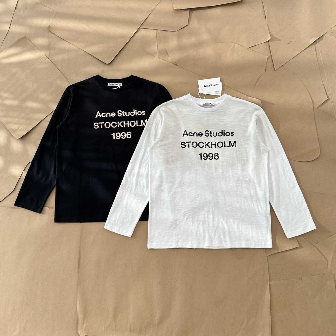 Top version AS 24SS 1996 series retro washed worn old version printed letter slub cotton long sleeve T-shirt