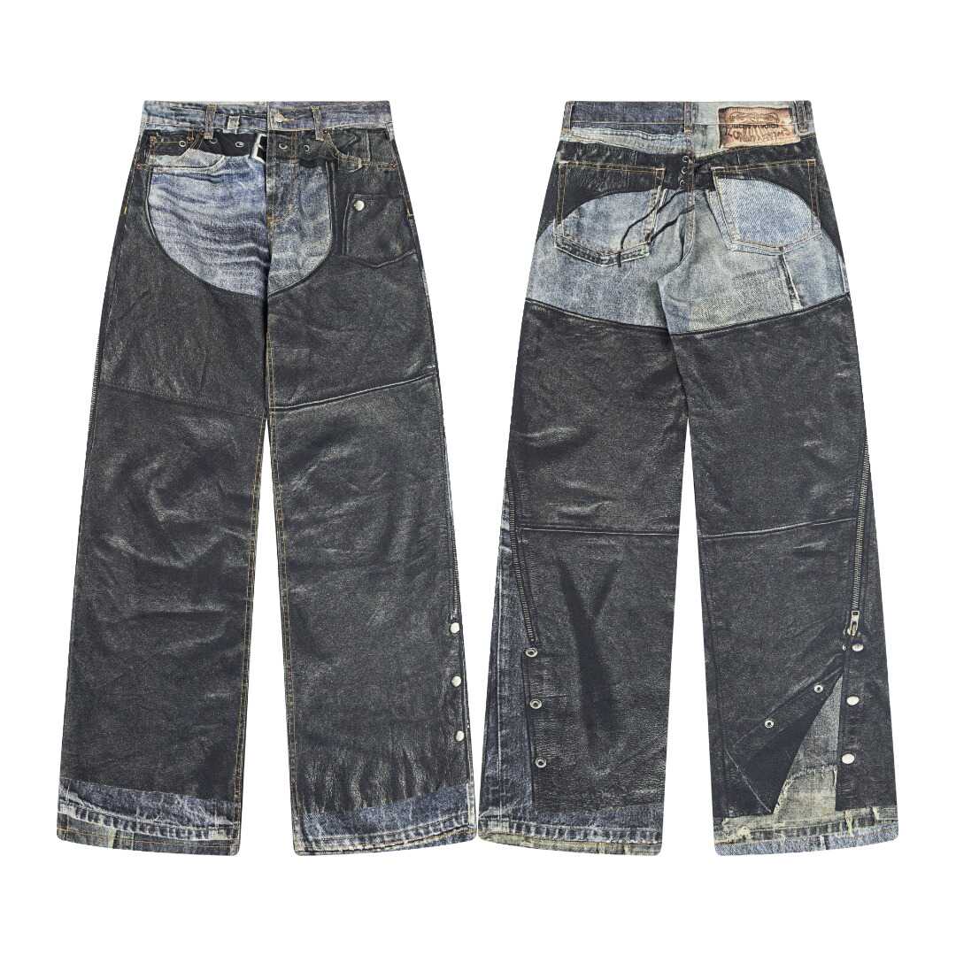 Acne Internet celebrity INS 24Ss new digital printing 3D direct injection washed American retro splash-ink jeans