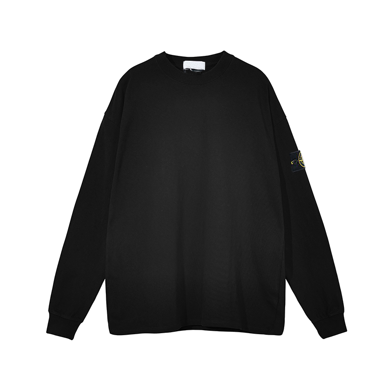 Stone 23FW basic style autumn and winter round neck sweater 330g retro washed loose-fitting solid color long sleeves T-shirt couple wear