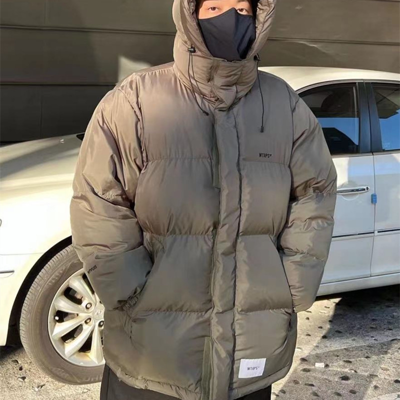 WTAPS mid-length down jacket Xishan Che Shawn Yue Japanese style white duck down thickened keep warm pure color hooded coat